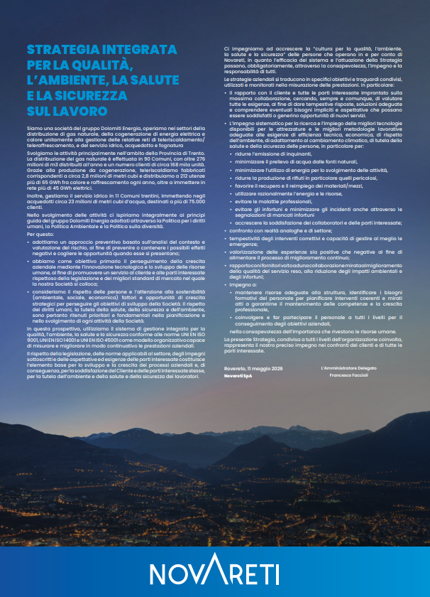 Strategia integrata Qualità Sicurezza e Ambiente